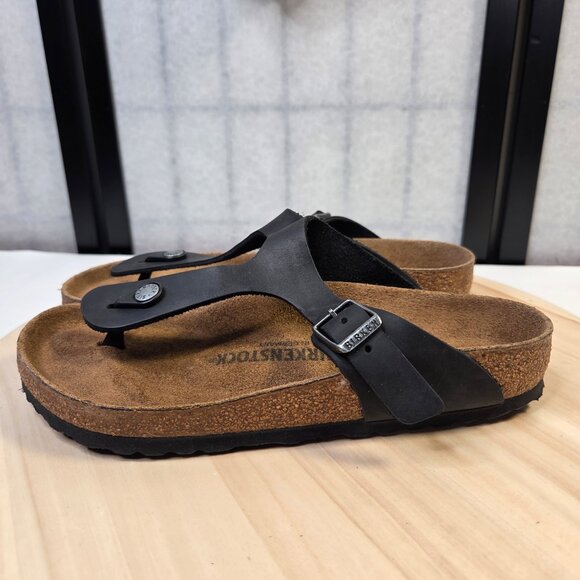 Birkenstock Gizeh Black Oiled Leather Thong Sandals Women EU 39/ US 8 - Picture 6 of 13